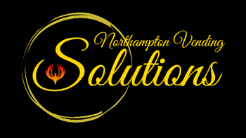 Northampton Vending Solutions logo featuring elegant yellow text with a circular design and a flame icon representing innovative solutions for vending needs seven days a week